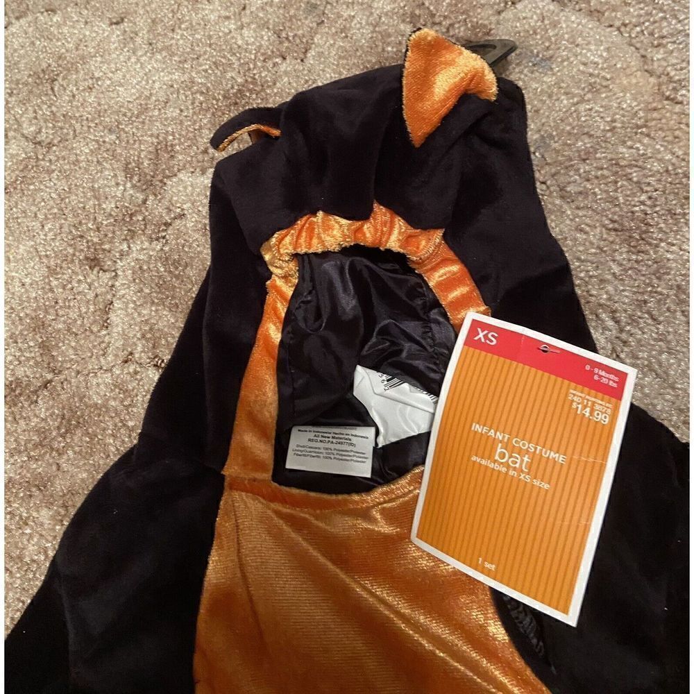 BAT ONE PIECE BUNTING SACK BAG HALLOWEEN COSTUME BABY INFANT TODDLER XS 0-9 MOS - Picture 3 of 5